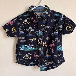 Original Penguin Kids' Navy Graphic Button Down Shirt